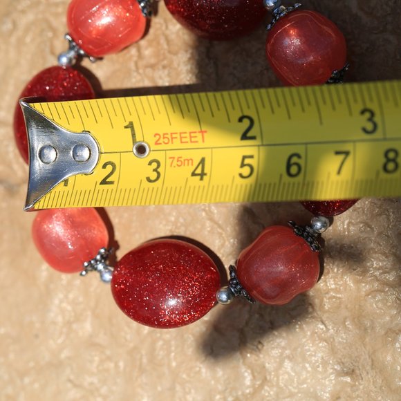 Coral and Red Sparkly Bracelet - Picture 4 of 5